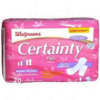 Walgreens Certainnty Pads For Women,M oderate Absorbency 20 Ea