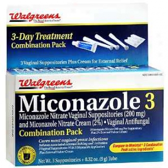 Walgreens Miconazole 3 Vaginal Suppositories And Cream Combination Pack