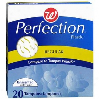 Walgreens Perfection Tampons Plastic Applicator Unscented, Regular, 20 Ea