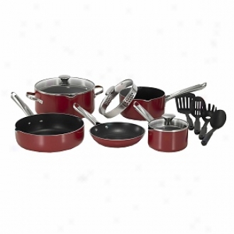 Wearever A827sc64 Cook & Strain 12-piece Cookware Set, Red