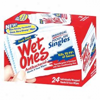 Wet Ones Antibacterial Hands & Face Wipes, Singles, Fresh